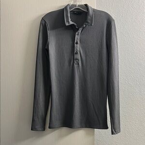 ASOS Men's Long Sleeve Ribbed Henley - Charcoal Gray